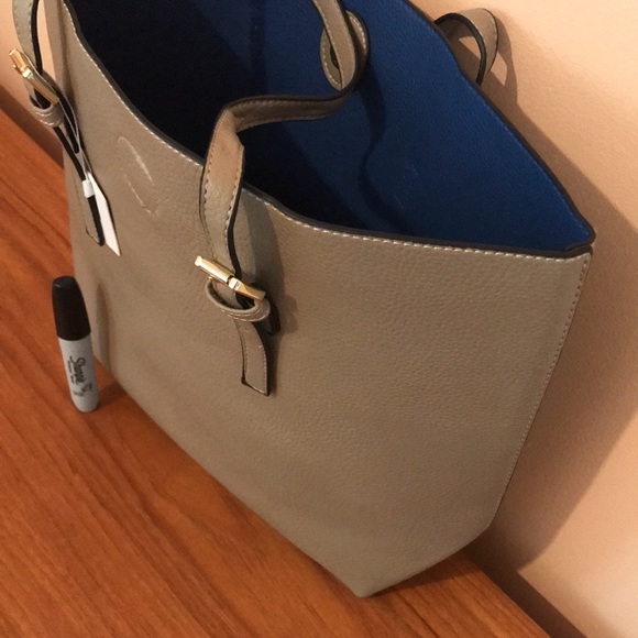 NWT-Vegan Smokey grey 4 piece satchel, pouch purse, key holder, rings! - Picture 4 of 14